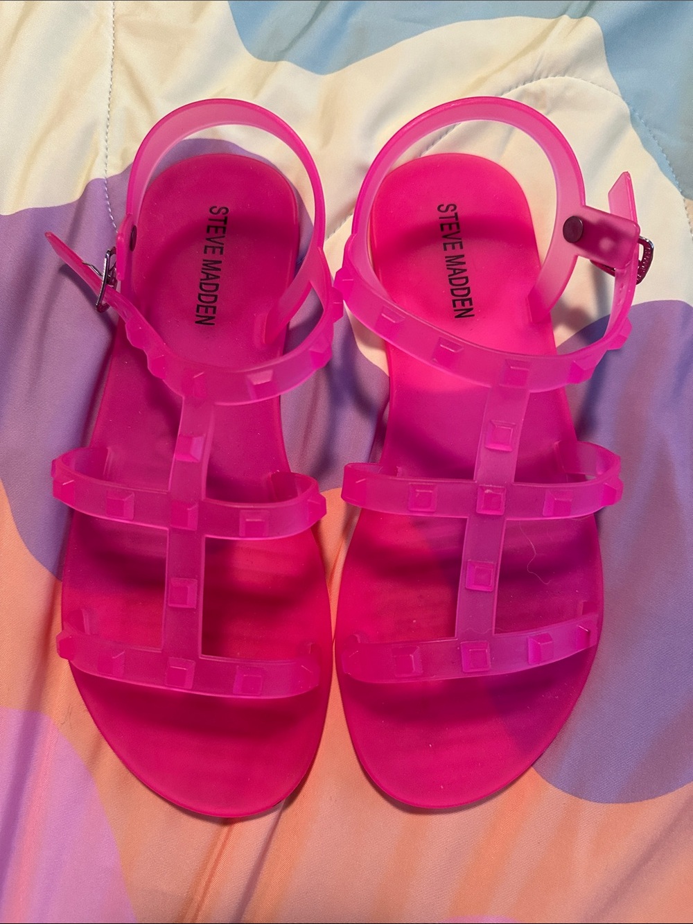 Steve Madden Neon Pink Jelly Gladiator Sandals